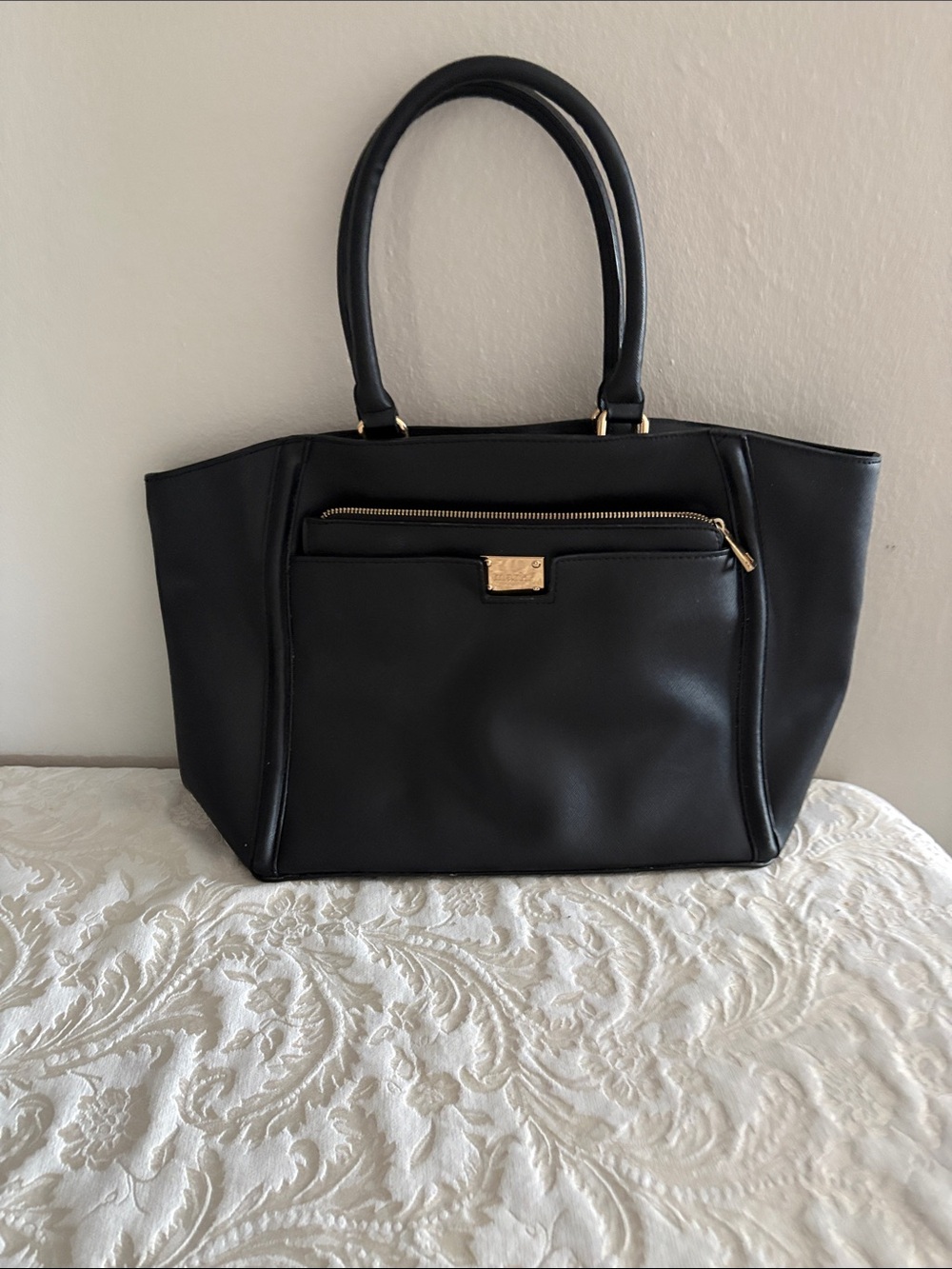 Classic Black Structured Tote Handbag